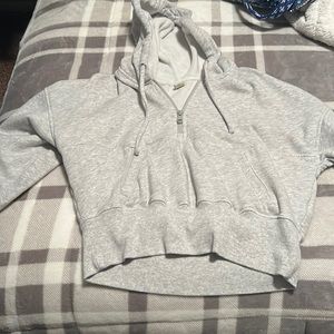 light grey cropped half zip